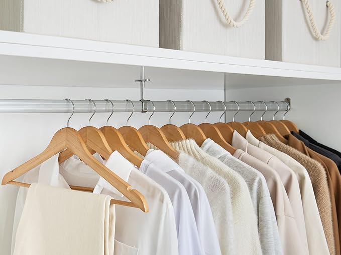 StorageWorks Wooden Hangers 30 Pack, Wood Coat Hanger for Coats, Shirts, Jackets, Pants, Suits, Natural Wood Color