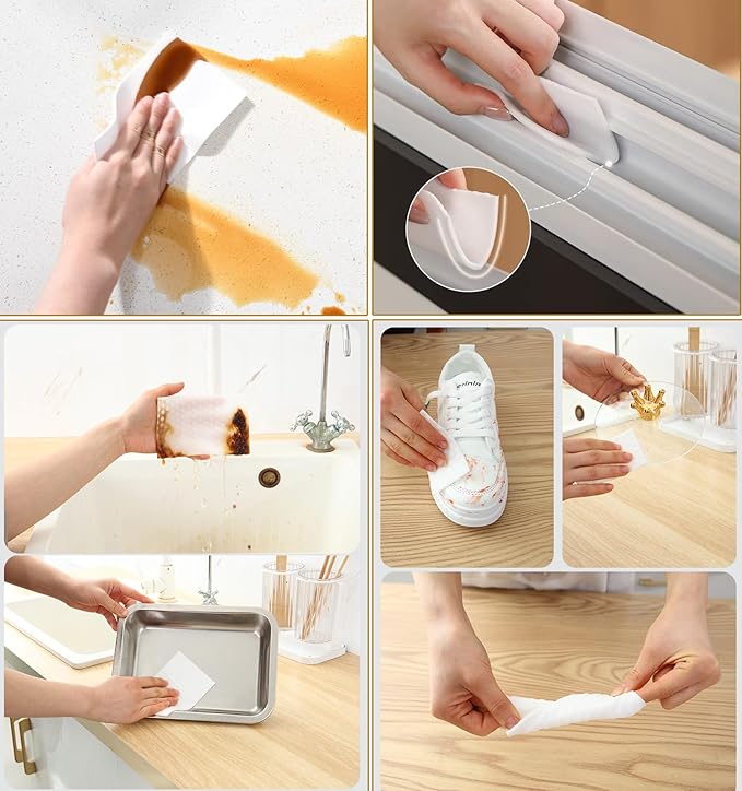 Magic Sponge Eraser Sheets, 96Pcs All-Purpose White Melamine Sponge Cleaner Convex Point Sheet, Thin Disposable Magic Cleaning Pads Wipes for Furniture Kitchenware, Hard-to-Reach Places, Shoe