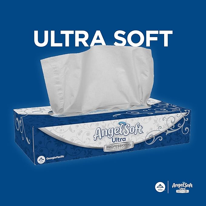 Georgia-Pacific Angel Soft Ultra Professional Series Premium 2-Ply Facial Tissue (4836014), 126 Sheets Per Box, 10 Tissue Flat Boxes Per Case
