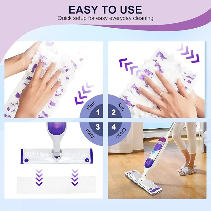 32 Count Disposable Power Mop Pads, 5X Cleaning Power Mop Refills for Swiffer Power Mop, Unscented 14-Layer Thickened Wood Mop Refill Pads for Surface Floor Cleaning