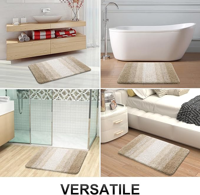 OLANLY Bathroom Runner Rugs 47x24, Extra Soft Absorbent Microfiber Bath Rugs, Rubber Backing, Quick Dry, Machine Washable Bath Mats for Bathroom Floor, Tub and Shower, Home Decor Accessories, Tan