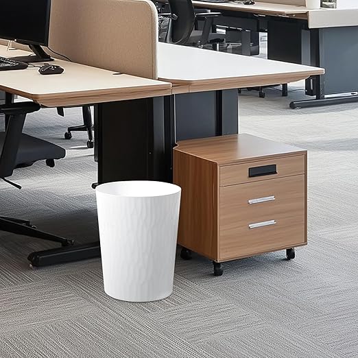 UUJOLY Small Trash Can Wastebasket Garbage Can Container Bins for Bathrooms,Bedroom Room, Kitchens, Offices, Kids Rooms, Dorms, 3 Pack, White