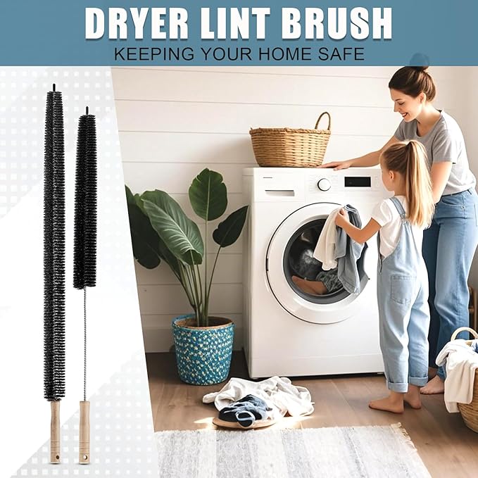 2 Pcs Dryer Lint Cleaner Kit,Washing Machine Brush Dryer Vent Cleaning Kit, Dryer Cleaner Vent Brush Set with Long Flexible Vacuum Brush and Lint Brush for Cleaning Vent Trap & Refrigerator Coil