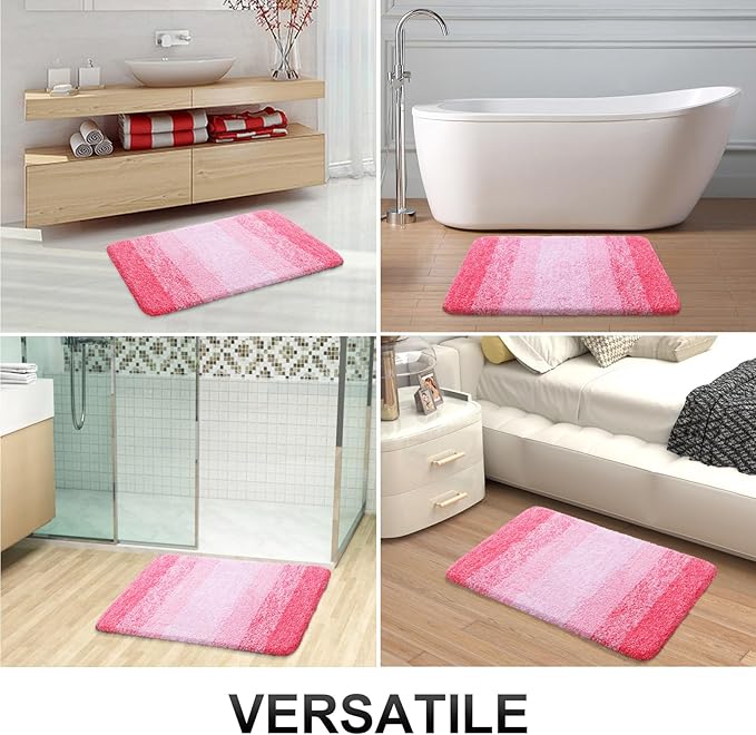 OLANLY Bathroom Runner Rugs 70x24, Extra Soft Absorbent Microfiber Bath Rugs, Rubber Backing, Quick Dry, Machine Washable Bath Mats for Bathroom Floor, Tub and Shower, Home Decor Accessories, Pink