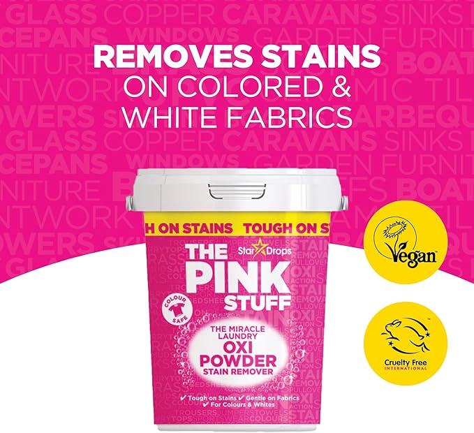 Stardrops The Pink Stuff Miracle Laundry Oxi Powder Stain Remover – Color-Safe Formula, Tough on Stains, Gentle on Fabrics (2-Pack)