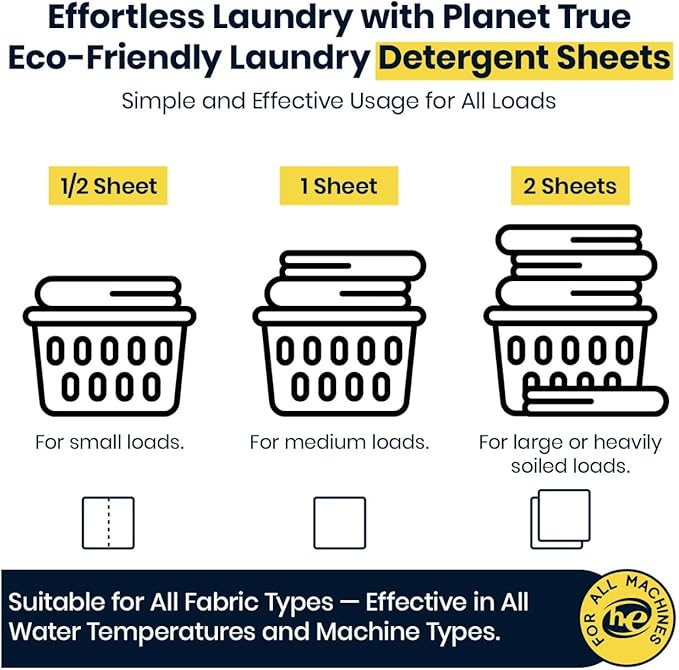 Eco-Friendly Laundry Detergent Sheets, 200 Loads (100 Sheet) Fragrance Free Laundry Sheets Detergent, Concentrated Washer Detergent, Plastic Free Travel Laundry Detergent