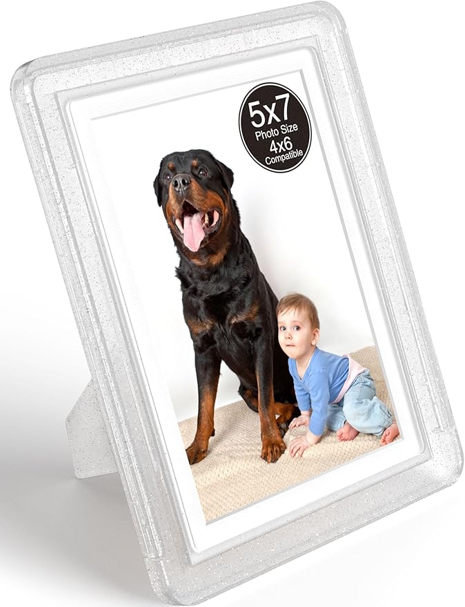 1-Pack 5x7 Picture Frame or 4x6 with Mat – Shatterproof Plastic Photo Frame for Family, Nursery, and Playroom, Wall & Tabletop Picture Frames for Home, Office, Safe & Lightweight Design in Flash