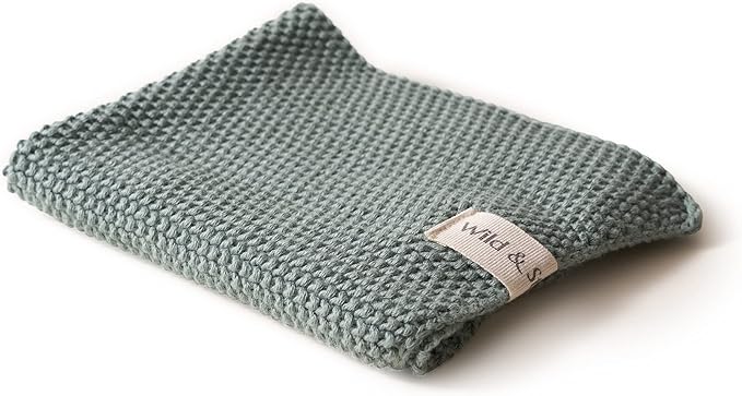 Wild & Stone | Organic Cotton Dish Cloth | Eco-Friendly Kitchen Cloth | Biodegradable & Compostable Cleaning Cloth | Moss Green
