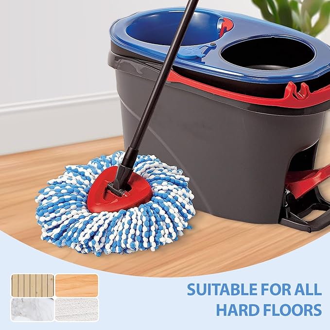 Spin Mop Replacement Head, Microfiber Mop Refills, Easy to Replace, Include 3 Mop Replace Heads, 1 Extra Mop Replacement Base