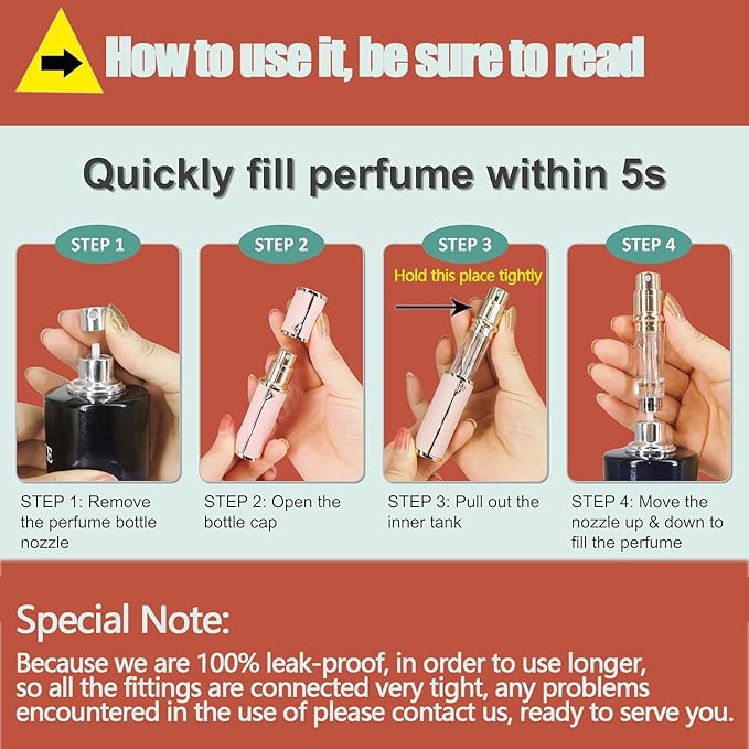 Travel Perfume Bottle Refillable,Perfume Travel Refillable Mini Spray Bottles Leather Cologne Dispenser, Portable Empty Spray Bottle Cologne Dispense Filling Atomizer 5ml (Orange)