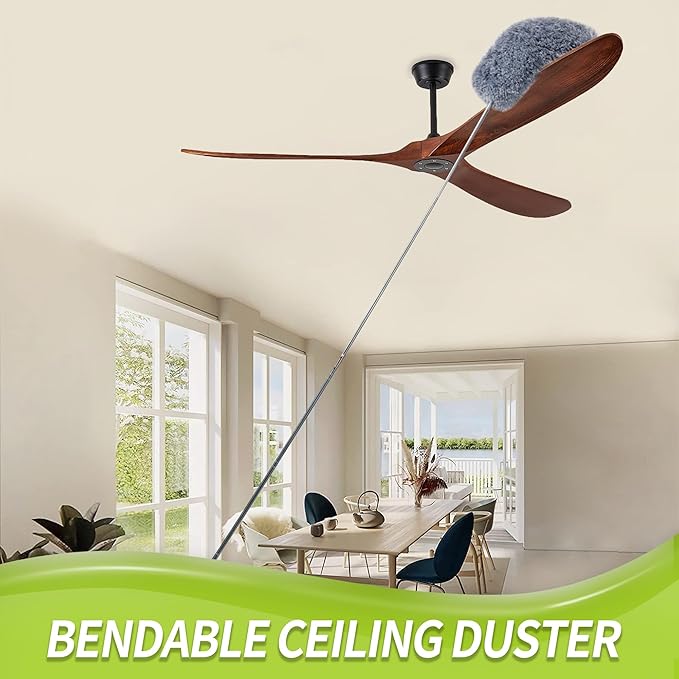 Cobweb Duster with Extension Pole, Spider Web Brush & Ceiling Cleaning Kit, 100" Microfiber Feather Duster Cleaner with Washable Head for Ceiling Fan, Furniture, Home
