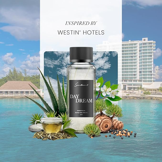 Scentiment Diffuser Oil - Day Dream | Inspired by Westin® Hotel White Tea Scent | Aromatherapy Home Fragrance| Luxurious Scent with Notes of Aloe Vera, Cedar, White Tea (120 mL)