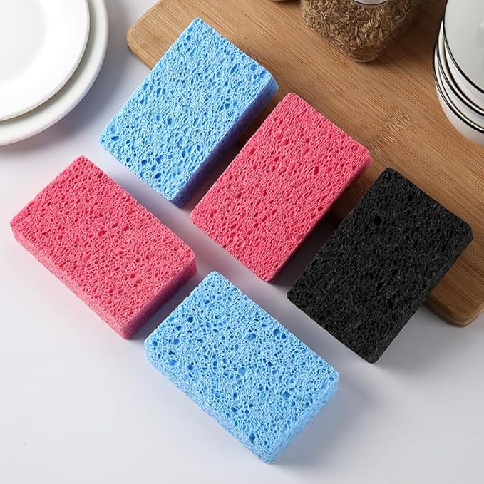 12 - Pack Non-Scratch Scrub Sponges - Sponges for Dishes and Washing Dishes, Cleaning Sponges for Kitchen Home Bathroom Cars, Funny Cut-Outs DIY for Kids (Blue)