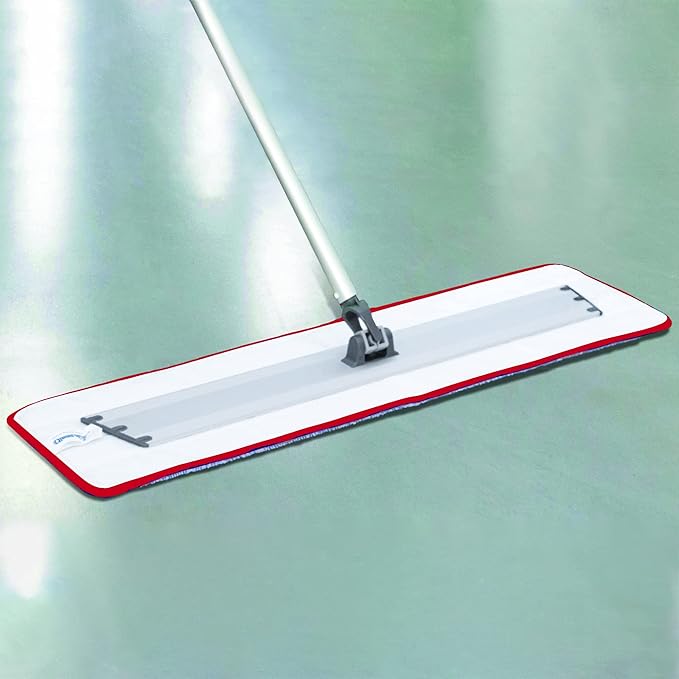 CleanAide Twist Yarn Microfiber Flat Mop Pad with Scrub Strips for 18" Mop Plates, Reusable, Dual-Action Dry & Wet Cleaning for Homes & Offices for Hardwood, Tile, Laminate & Vinyl Floors, Red