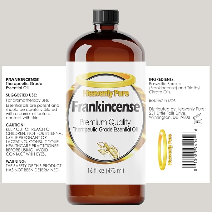 Frankincense Essential Oil 16 oz Large Bottle for Massage, Body, Hair, and Skin Care - 473 ml