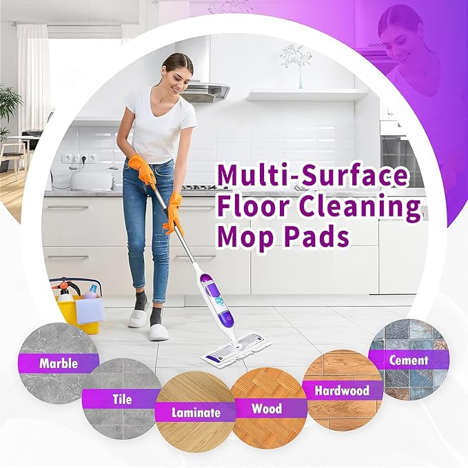 24 Pack Disposable Power Mop Pads Refills Compatible with Swiffer Power Mop, 14-Layer Extra Thick Multi-Surface Floor Cleaning, Wet & Dry Use, Quick Absorbency, No Residue Replacement Pads (24)