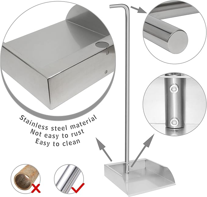 Stainless Steel Dustpan and Spade Poop Scoop Set,Extremely Durable Upright Standing Garbage Shovel for Pet Waste Cleanup,33.4 ‘’ Dust pan for Indoor Outdoor Cleaning Easy Wash