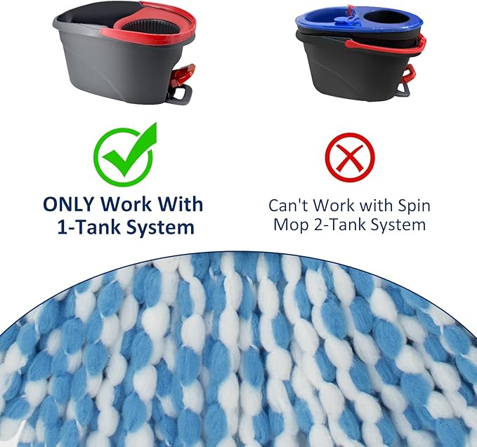 4 Pack Mop Head Replacement Compatiable with Oceda EasyWring,Mop Refill Replace Head for EasyWring Spin Mop 1 Tank systerm - Microfiber, Easy to Replace,Deep Floor Cleaning and Machine Washable