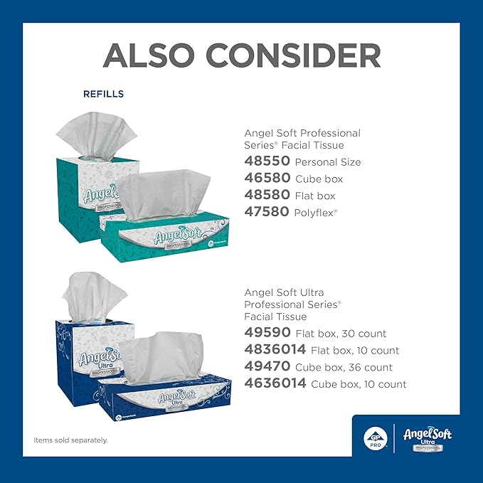 Georgia-Pacific Angel Soft Ultra Professional Series Premium 2-Ply Facial Tissue (4836014), 126 Sheets Per Box, 10 Tissue Flat Boxes Per Case