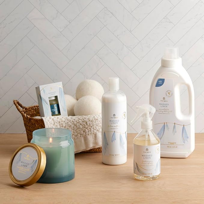 Thymes Washed Linen Laundry Fragrance Oil for Dryer – Scented Laundry Supplies (0.5 fl oz)