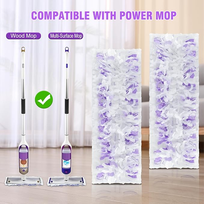 50 Count ‌Disposable Heavy-Duty Power Mop Pads Refills for Swiffer Power Mop,Replacement Floor Cleaning Refills, Non-Washable & Unscented, Compatible with Swiffer PowerMop (Quick-Absorb, No Residue)
