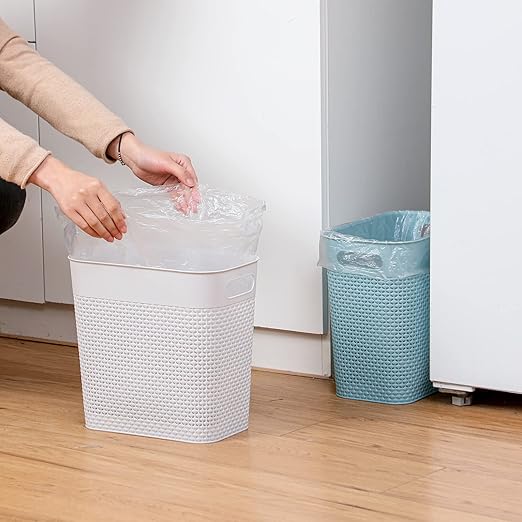 UUJOLY Plastic Small Trash Can Wastebasket, Garbage Container Basket for Bathrooms, Laundry Room, Kitchens, Offices, Kids Rooms, Dorms, (Grey, 2 Pack/3 gallons)