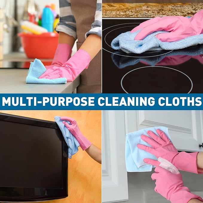 Microfiber Cleaning Cloths-50 Pack, Microfiber Towels Bulk, Towels for Cars & Home, Cleaning Rags 5 Colors Assorted (12x12 inches)