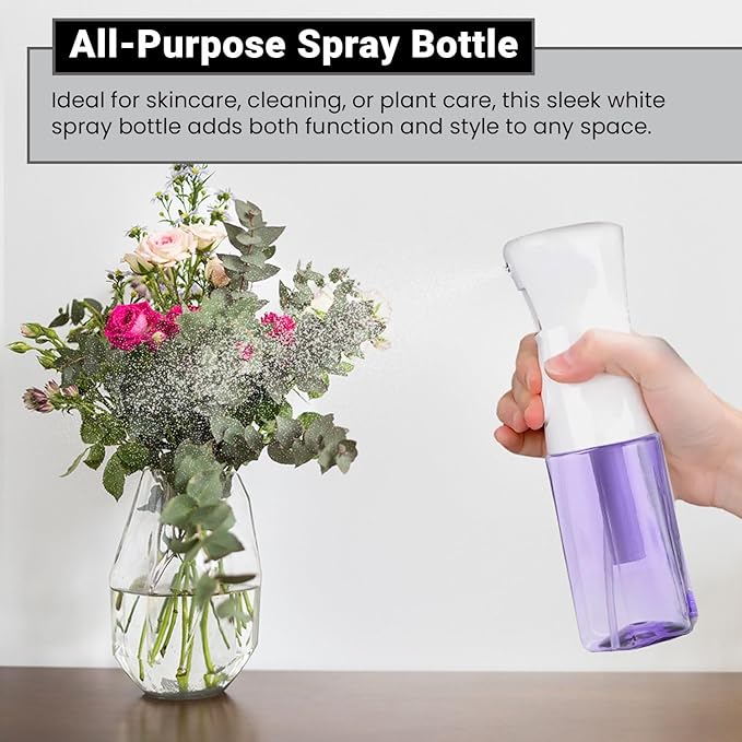 Continuous Mist Spray Bottle – Ultra Fine Mist for Hair Styling, Salon Use, and Versatile Applications – 5 oz Octagon Shape Empty Bottle – Variety Pack of 4