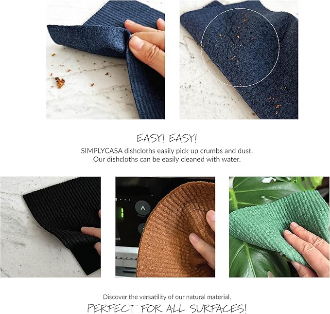 Hand‑Dyed 5‑Pack Swedish Dishcloths – Reusable, Biodegradable Cloths, Super‑Absorbent Dual‑Texture, Plastic‑Free Packaging, Made in Sweden