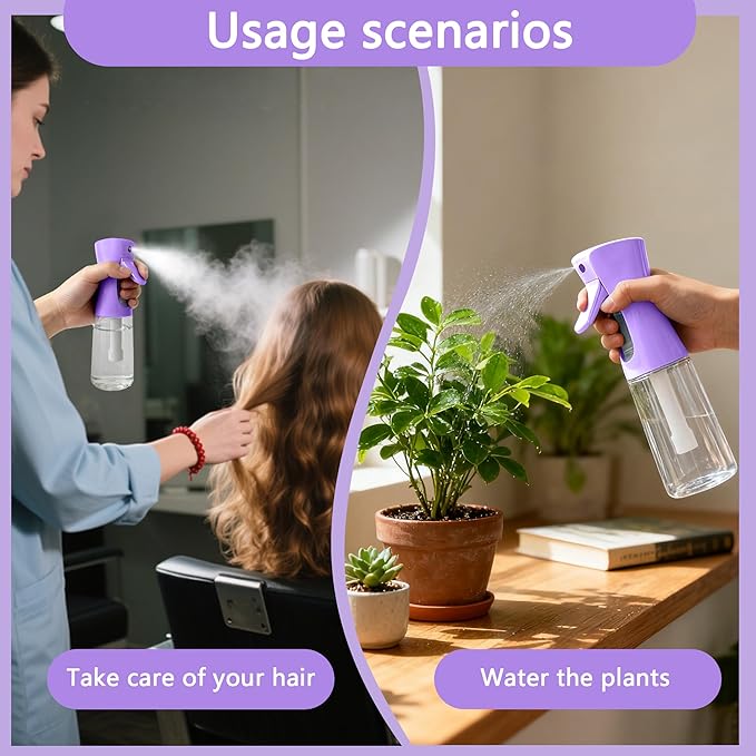 Spray Bottle for Hair Continuous Ultra Fine Mist (200ml) 360° Multi Spray Bottle for Plants, Cleaning, Skin Care Leakproof & Durable 1 Pack