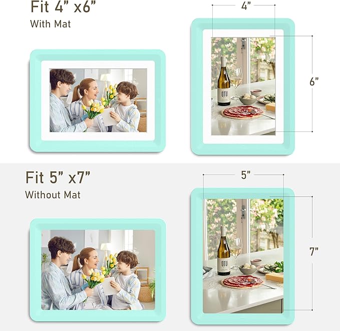 1-Pack 5x7 Picture Frame or 4x6 with Mat – Shatterproof Plastic Picture Frames for Family, Nursery & Playroom, Wall & Tabletop Frame for Home or Office, Safe Lightweight Design, Forest Green