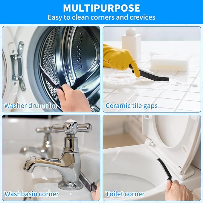 4TH Crevice Cleaning Brush Set–Household Deep Cleaning Supplies, Perfect for Small Spaces, Grout, and Tough Tasks -12 Pack