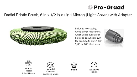 Radial Bristle Brush, 6 in x 1/2 in x 1 in 1 Micron (Light Green) with Adapter, Type C Curved Bristle (Pack of 1)