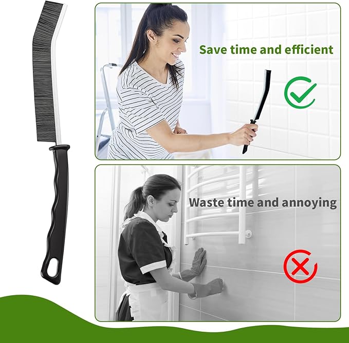 Crevice Cleaning Brush,Multifunctional Cleaning Brush Tool,Bathroom Gap Brush,Grout Brush,Hard Bristle Cleaning Brushes for Household Use Tiles Kitchen Sink Cleaning Supplies with Extra Gift Hooks