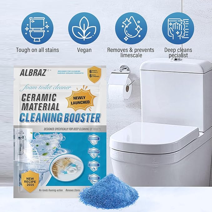 Foam Toilet Cleaner,Toilet Cleaner, Ceramic Mterial Cleaning Booster, Fully automatic, no manual operation required, highly efficient for deep cleaning the inner walls of the toilet.