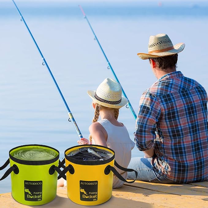 AUTODECO Collapsible Bucket 5 Gallon Container Folding Water Bucket Portable Wash Basin 20L