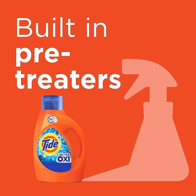 Tide Ultra Oxi Boost Liquid Laundry Detergent, 84 fl oz, 59 Loads, Advanced Stain Remover, Laundry Detergent Liquid with Extra Oxi Power