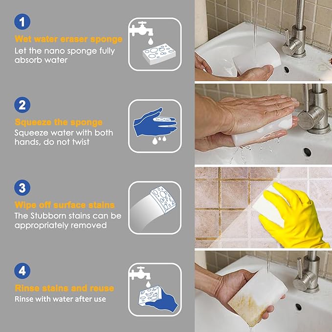 25pack Melamine Sponges for Multi-Purpose Cleaning - Tough, Durable Magic Sponge Erasers for Use on Sinks, Kitchen, Bathrooms, Walls, Floors, Bathtubs, Shoes, Furniture, Cars - Won't Rip Easily.