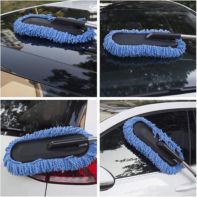(3 Pack) Microfiber Car Duster Exterior Scratch Free, Extendable Handle Interior Multipurpose dust Cleaning Duster for car(Medium)