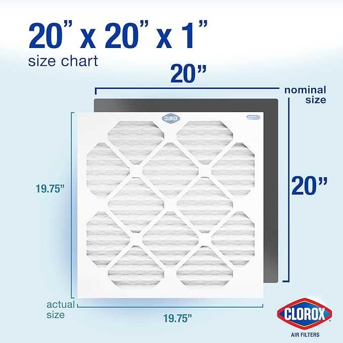 Clorox 20x20x1 Air Filter, MERV 11 Pleated HVAC AC Furnace Air Filters, MPR 1000 & FPR 7 – Pack of 4