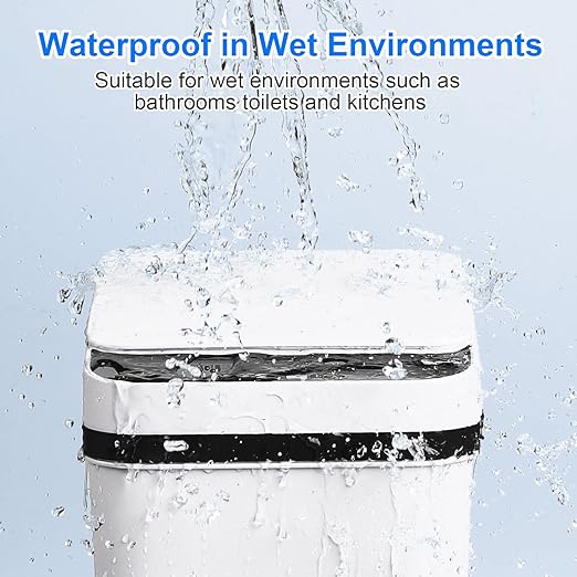 Bathroom Trash Cans with Lid 2 Pack Touchless Automatic Motion Sensor 2.2 Gal & 4 Gal Small Garbage Can, Smart Electric Narrow Garbage Bin for Bedroom Office Kitchen (White)