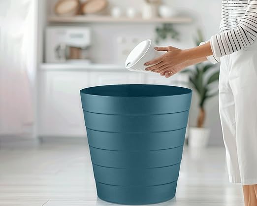 Small Trash Can (2.1 Gallons), Dorm Trash Can, Heavy Duty Dust Bin, Mini Garbage Can for Bedroom (Pack Of 3), Plastic Wastebasket, Bathroom Wastebasket (Blue) Round paper Trashcan, Office Trash Bin