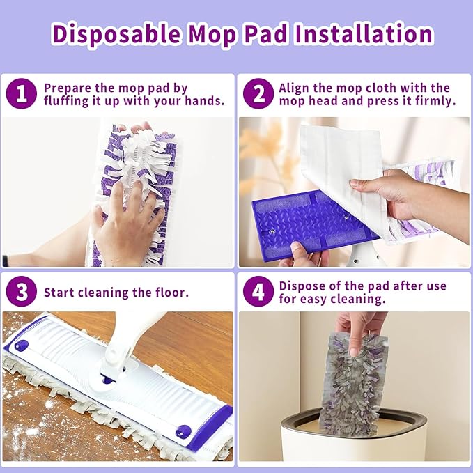 12 Pack Disposable Power Mop Pads Refills Compatible with Swiffer Power Mop, 14-Layer Extra Thick Multi-Surface Floor Cleaning, Wet & Dry Use, Quick Absorbency, No Residue Replacement Pads (12)
