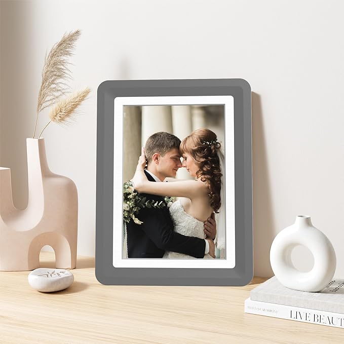 1-Pack 5x7 Picture Frame or 4x6 with Mat – Shatterproof Plastic Photo Frame for Family, Nursery, and Playroom, Wall & Tabletop Picture Frames for Home, Office, Safe & Lightweight Design in Dark Gray