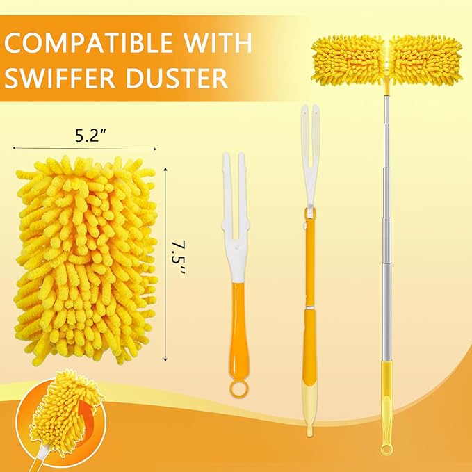 Reusable Duster Refill Compatible with Swiffer Hand Duster - 360 Heavy Duty Dusters Refills - Microfiber Ceiling Fan Duster for Swiffer Dusters Extended Handle, 6 Pack(Handle is Not Included)