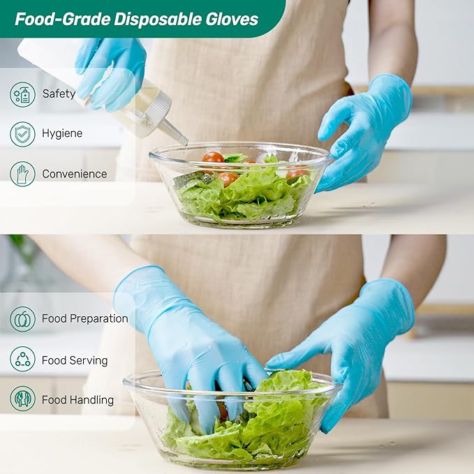 Kebada Nitrile Gloves D1, Nitrile Disposable Gloves for Cleaning, Food Prep, Industrial Grade, Non-Sterile, Food Safe, Powder & Latex Free, Touchscreen, Blue, 1000 CT, X-Large (Made in Vietnam)