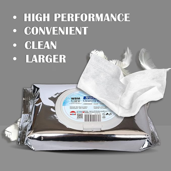 WBM Care Cleaning Wipes, Thick & Strong for Easy Cleaning, Flip Top Dispenser, Unscented and Convenient, For all Types of Surfaces, Wet Wipes, 50 Sheets (Pack of 3) (8251A-3PCS)