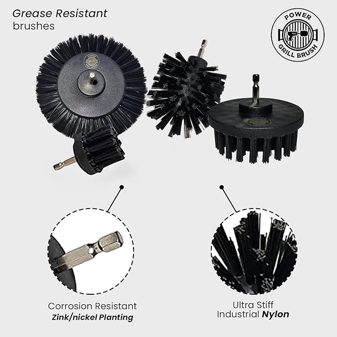 5 Piece BBQ Cleaning Kit - Nylon Safe Bristle, Free Non, Wire-Safe for All Grates Stainless Steel Charcoal/Gas Scraper,Accessories Outdoor Gift for Dad/Men Cool Barbecue Cleaner