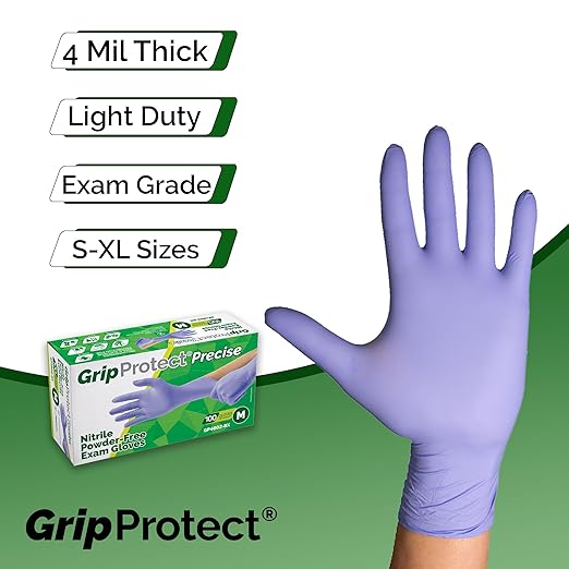 GripProtect Precise Nitrile Exam Gloves | 4 Mil | Chemo-Rated | (Medium, 100)