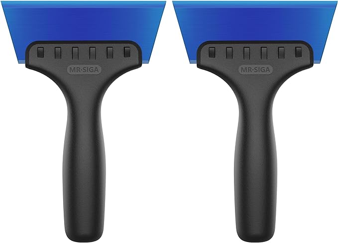 MR.SIGA 2 in 1 Mini Glass Squeegee with Built-in Ice Ripper, 5 Inch Blade, 2 Pack for Tile, Glass, Mirror, Shower, Window Tint, Car